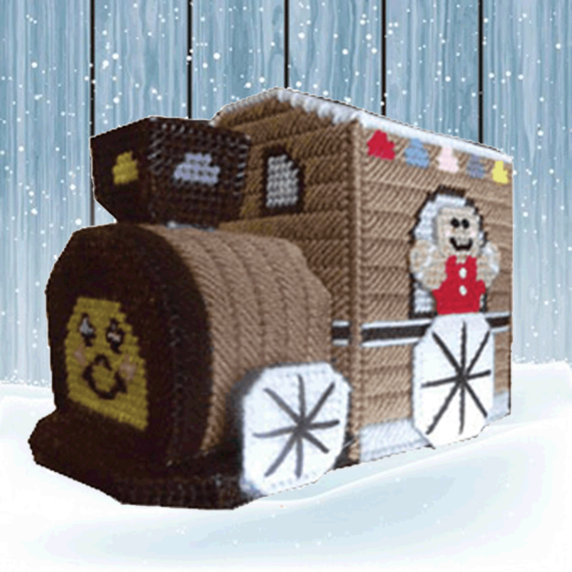 Gingerbread Train Tissue Box Cover